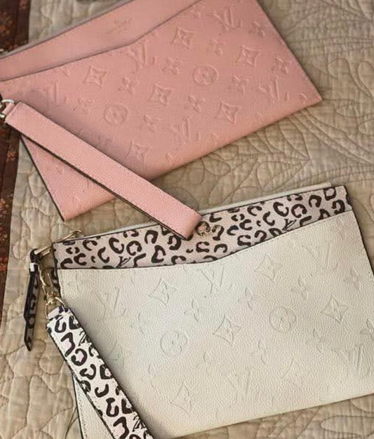 L embossed wristlet