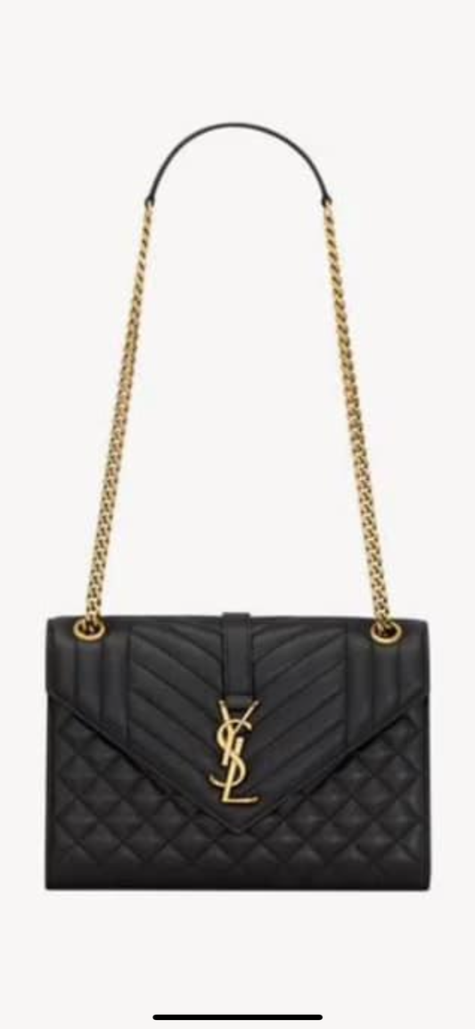 Black Y bag gold chain