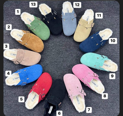 Fur birks clogs 8-14