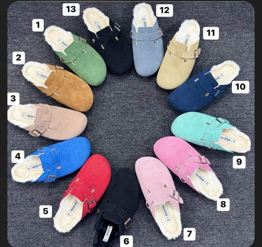 Fur birks clogs 8-14