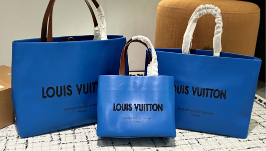 Blue butter leather tote