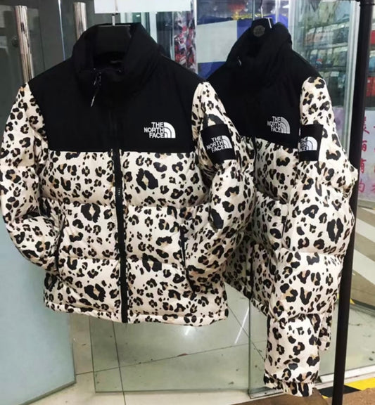TNF puffer jacket leopard