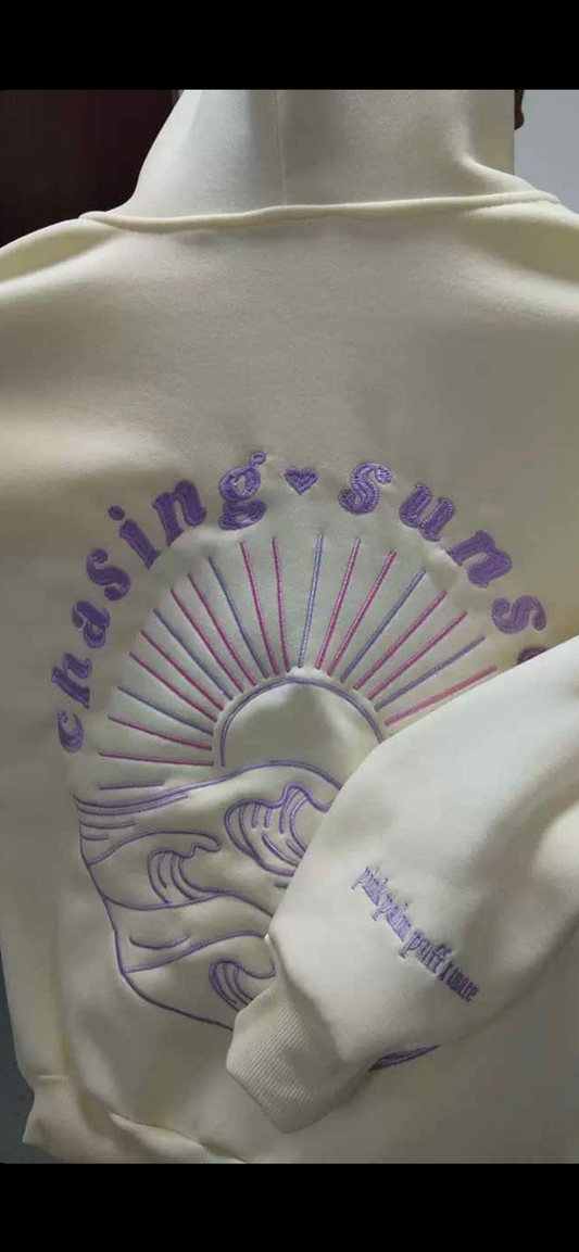 Pink Palm Puff chasing sunsets hoodies